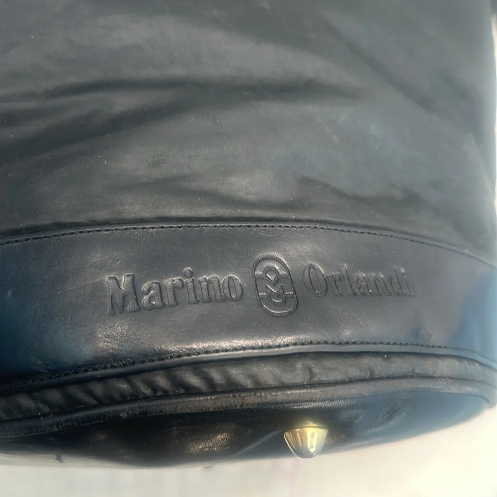 Marino Orlandi Bucket black leather and nylon swing bag